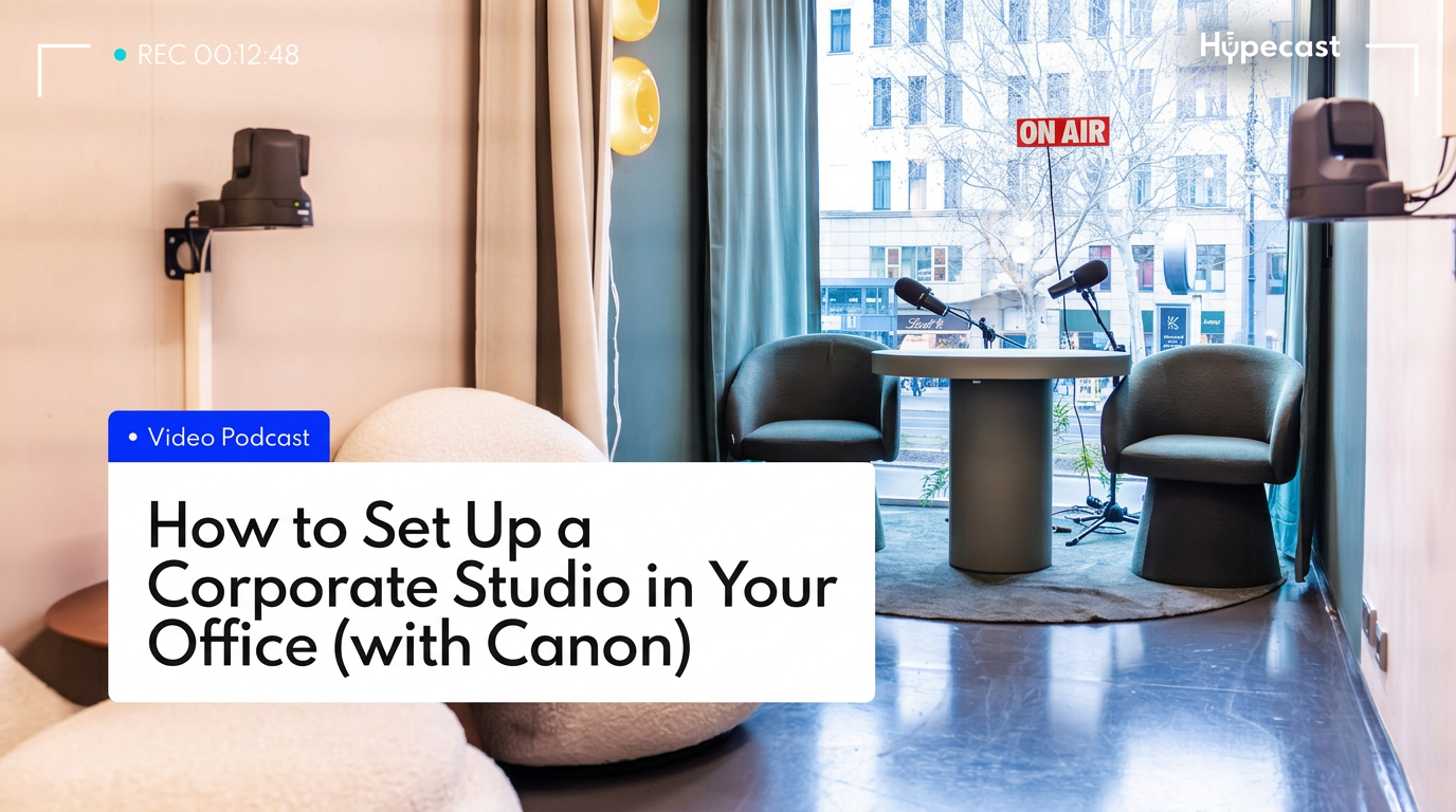 Canon PTZ corporate studio setup with multiple cameras and controller