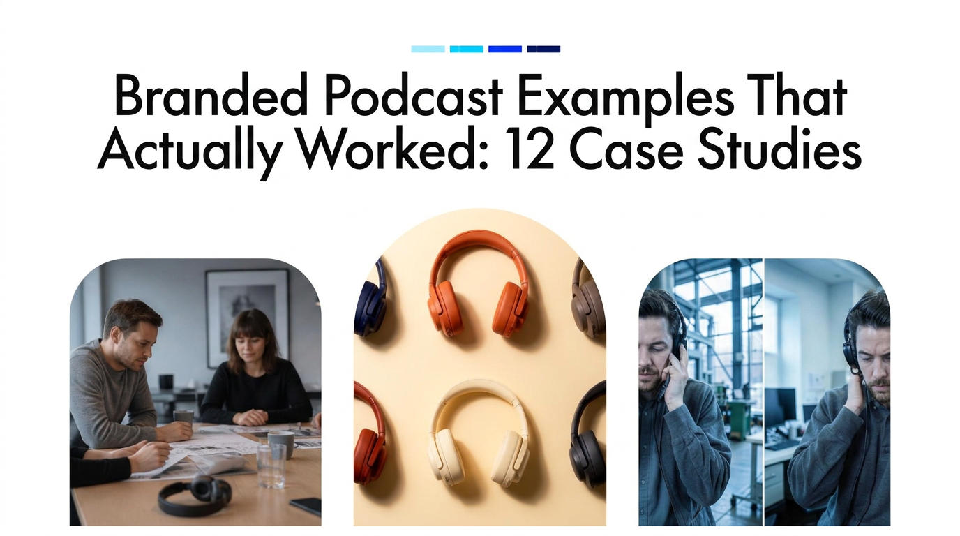 Collection of premium over-ear headphones in navy, terracotta, cream and charcoal on a warm background