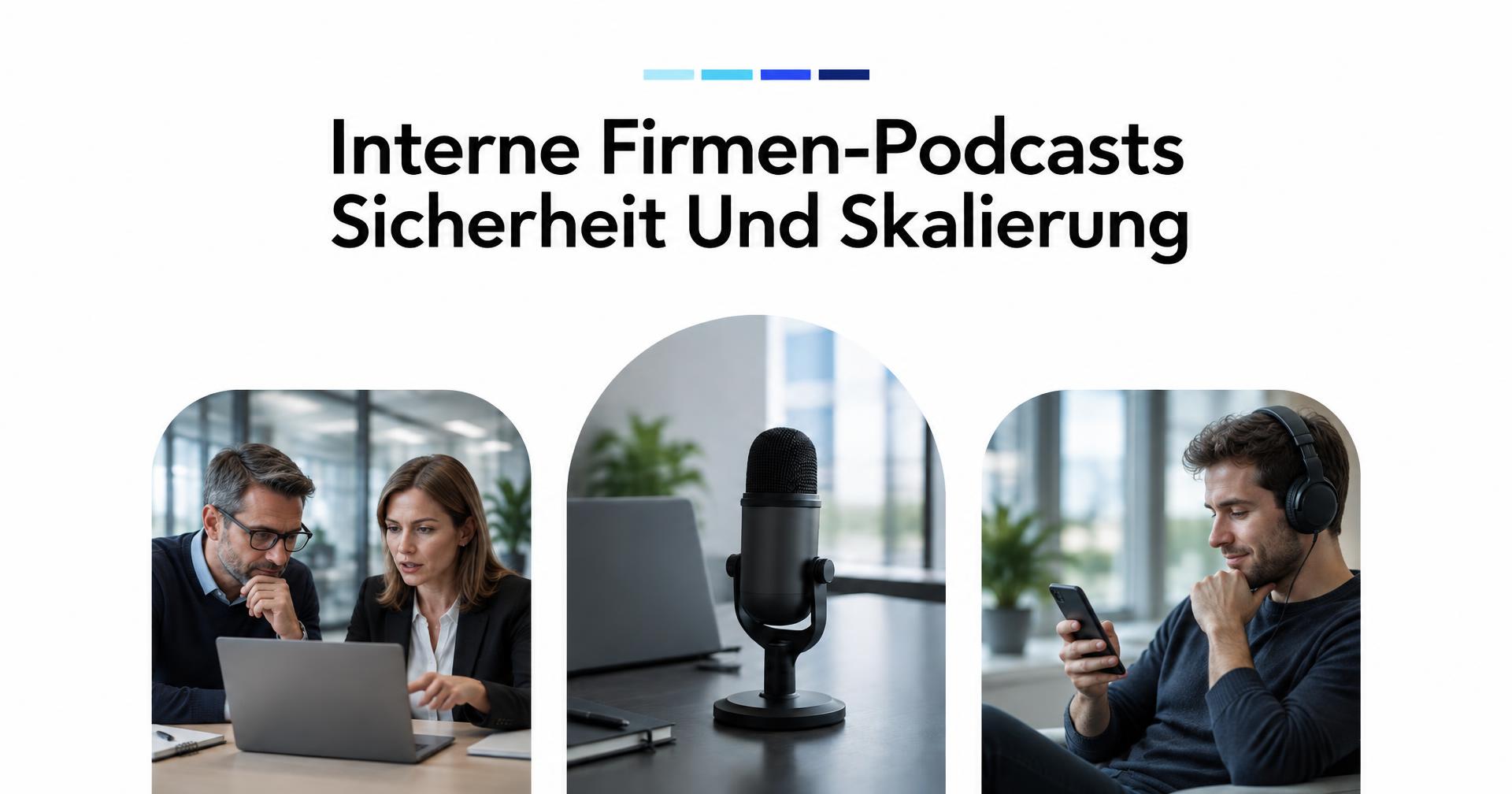 Interne Firmen-Podcasts: Sicherheit und Skalierung mit IT-Team, Mikrofon und hörendem Mitarbeiter