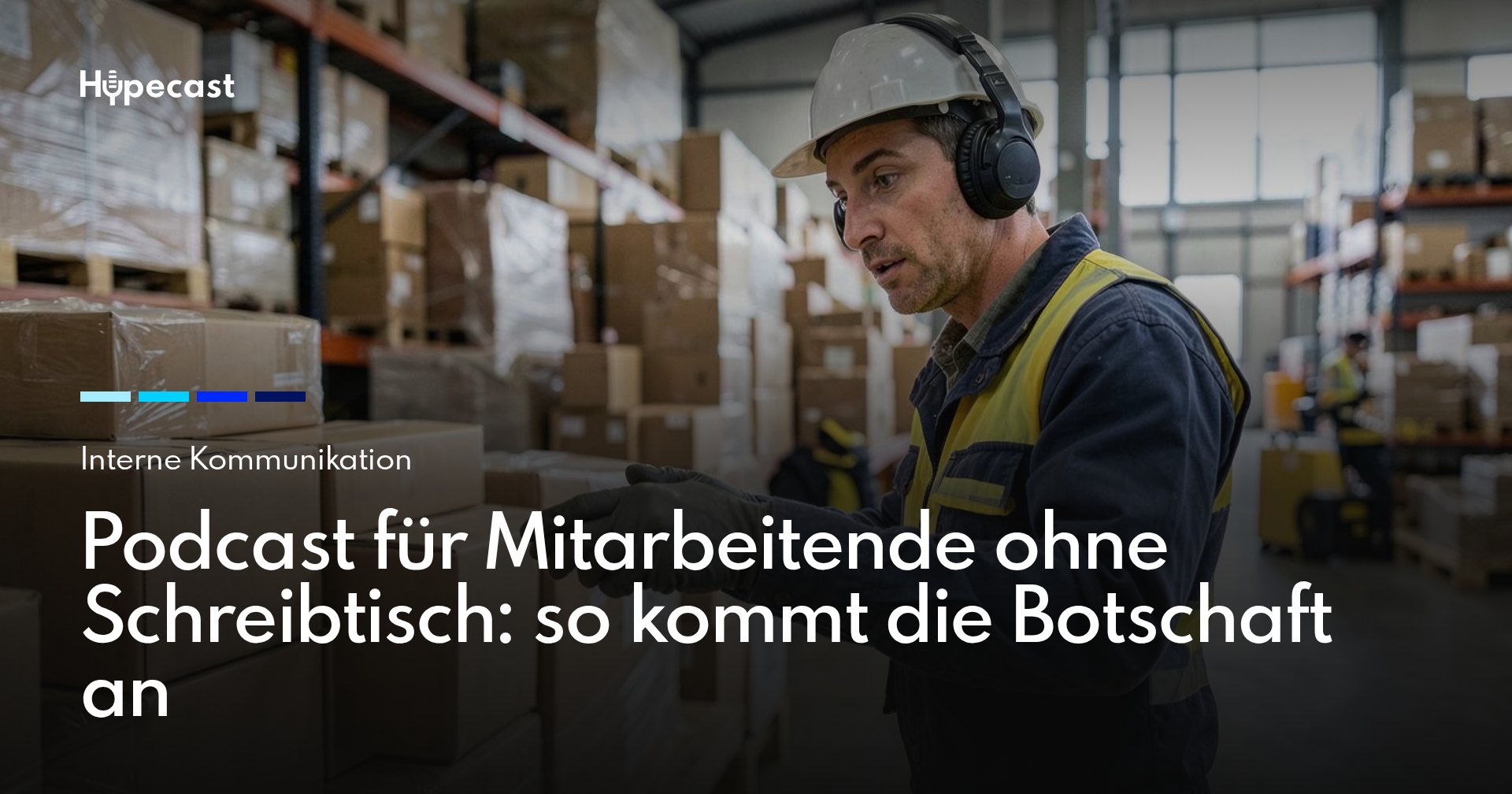 Lagermitarbeiter mit Kopfhörern während der Schicht