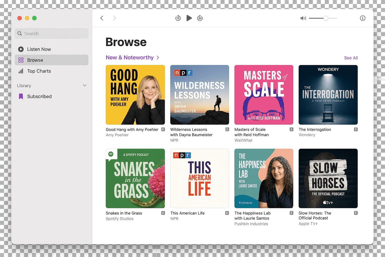 Apple Podcasts desktop view