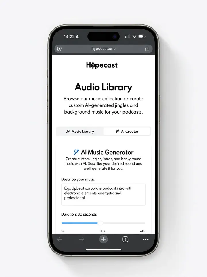 Audio Library product interface