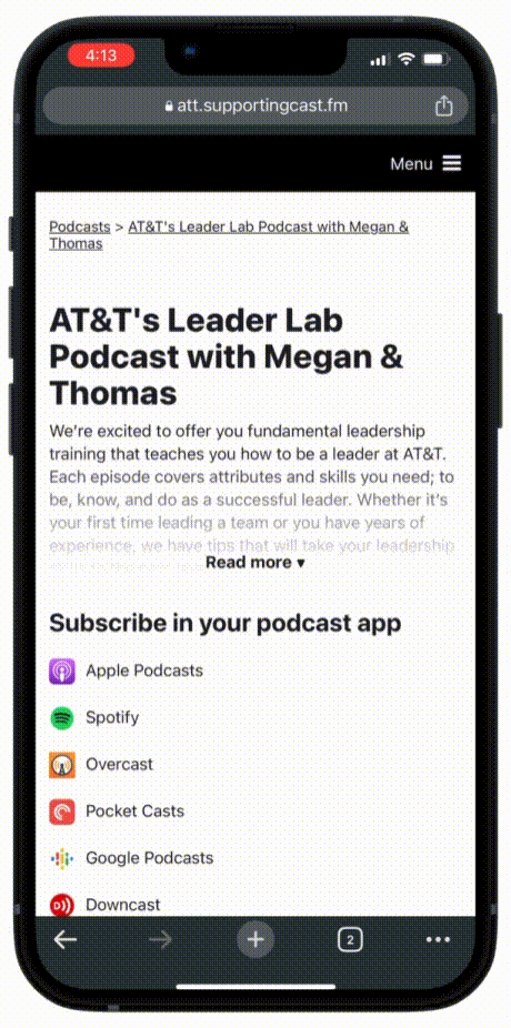 Split-screen mockup - Hypecast publishing dashboard on the left, an internal episode appearing as a private feed in Apple Podcasts on iPhone CarPlay on the right.